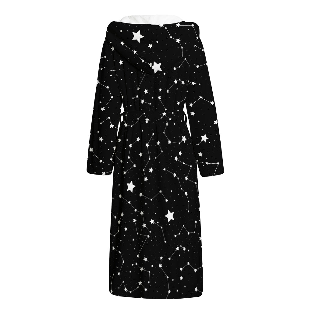 Constellation Sky Map Pattern Print Hooded Bathrobe