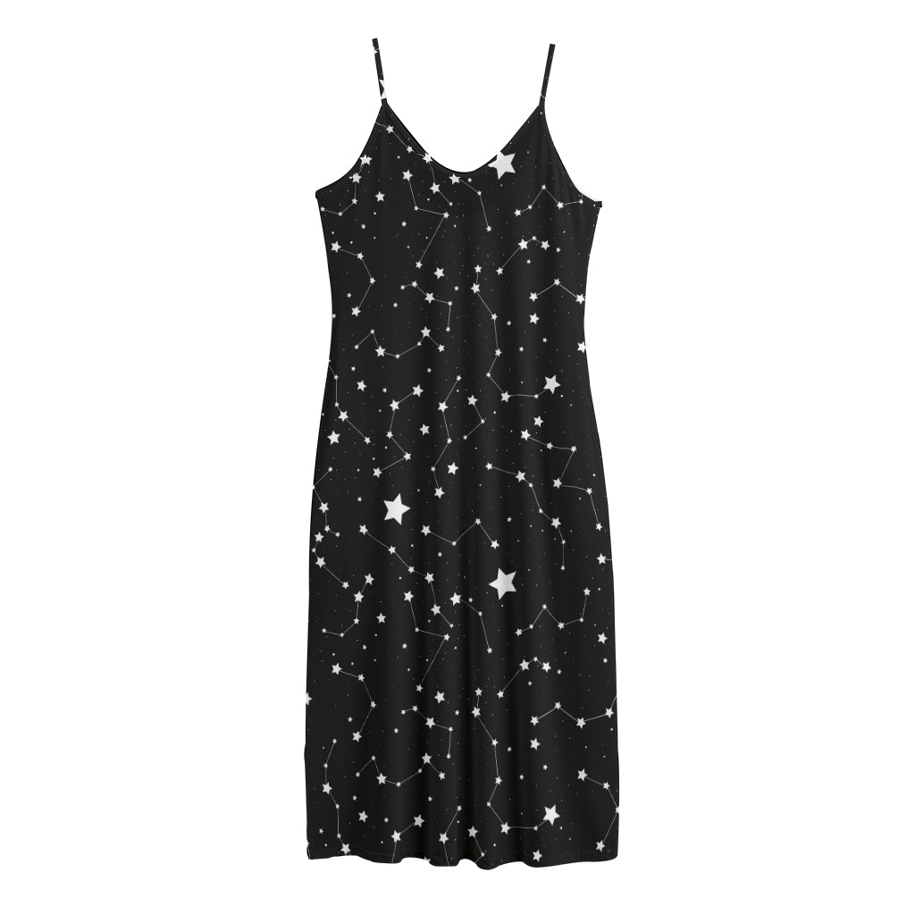 Constellation Sky Map Pattern Print Jersey Midi Cami Dress