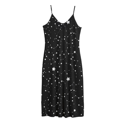 Constellation Sky Map Pattern Print Jersey Midi Cami Dress