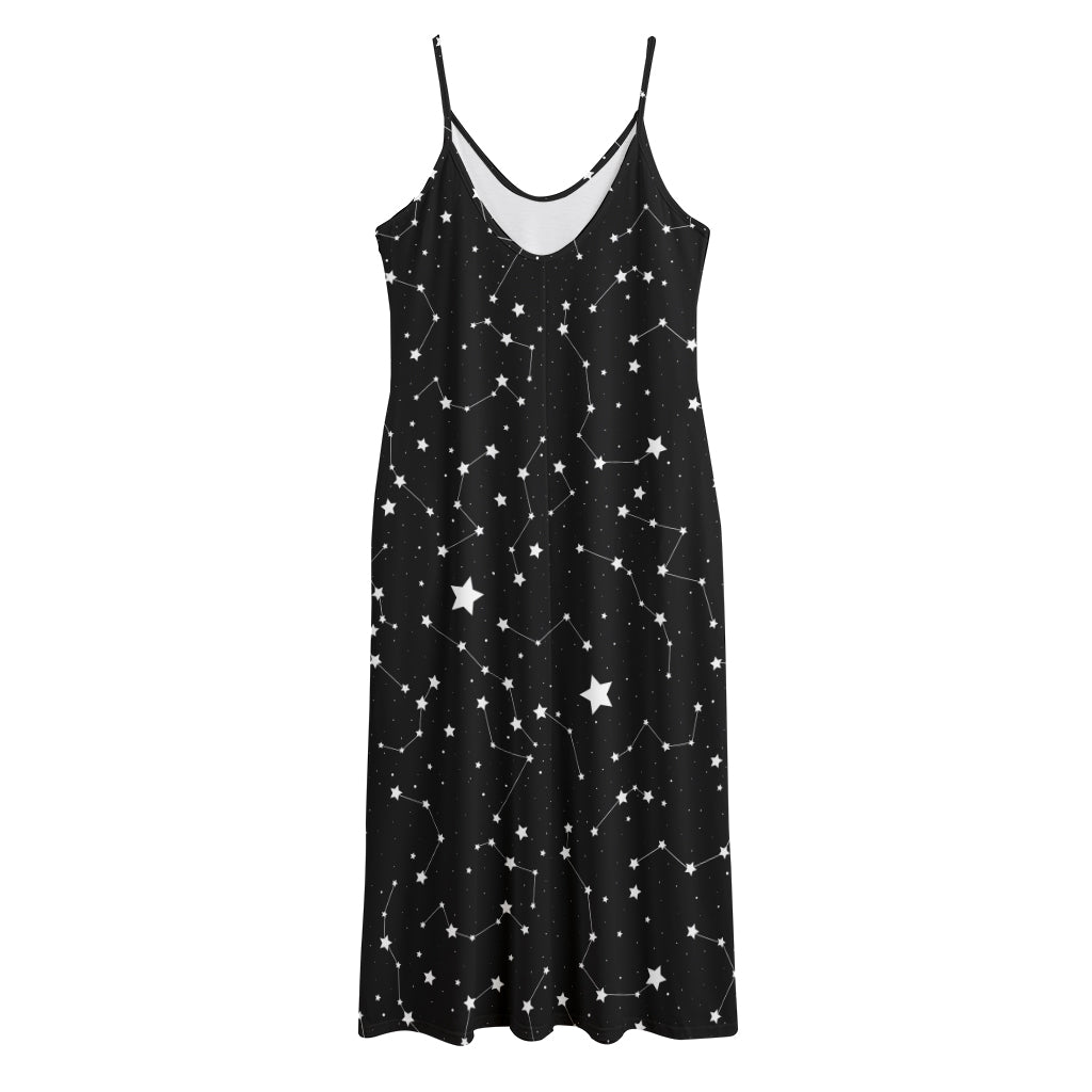 Constellation Sky Map Pattern Print Jersey Midi Cami Dress