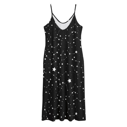 Constellation Sky Map Pattern Print Jersey Midi Cami Dress