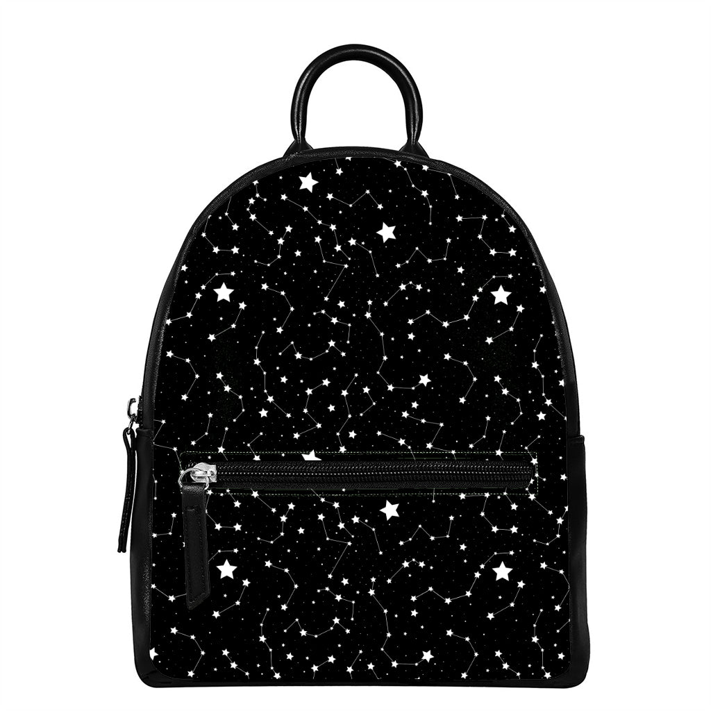 Constellation Sky Map Pattern Print Leather Backpack