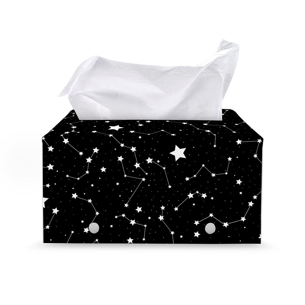 Constellation Sky Map Pattern Print Leather Tissue Box Cover