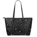 Constellation Sky Map Pattern Print Leather Tote Bag With Zipper