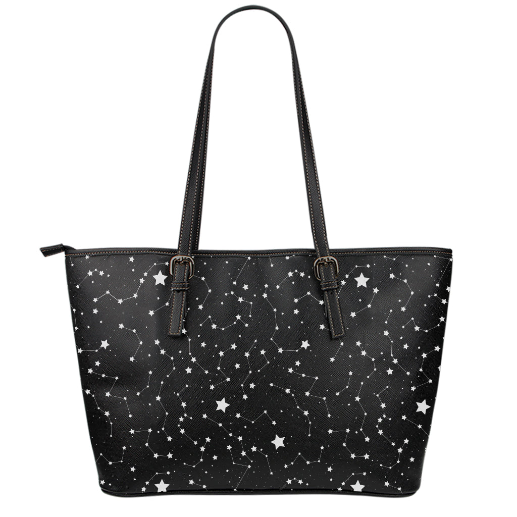 Constellation Sky Map Pattern Print Leather Tote Bag