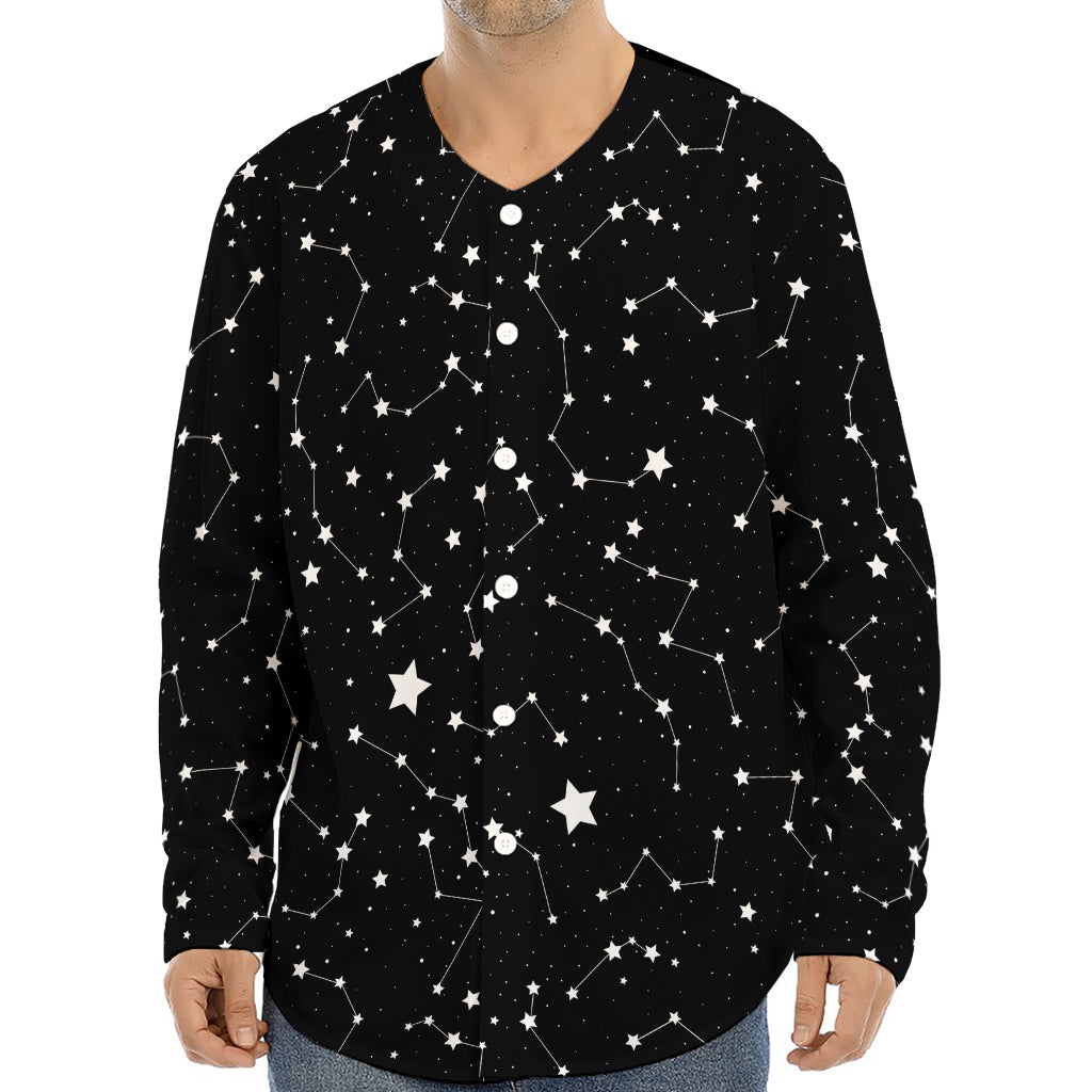 Constellation Sky Map Pattern Print Long Sleeve Baseball Jersey