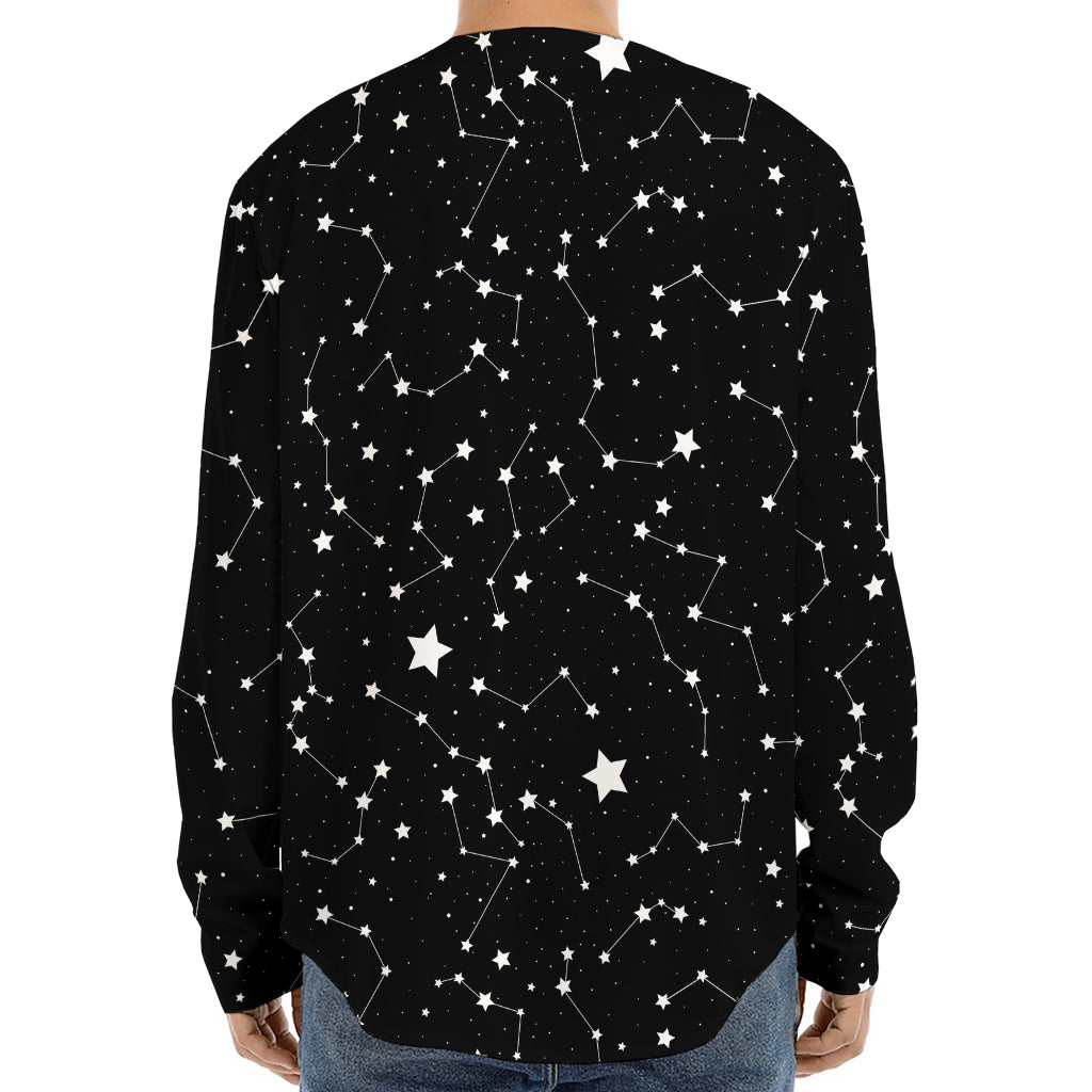 Constellation Sky Map Pattern Print Long Sleeve Baseball Jersey