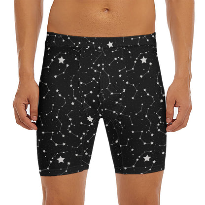 Constellation Sky Map Pattern Print Men's Long Boxer Briefs