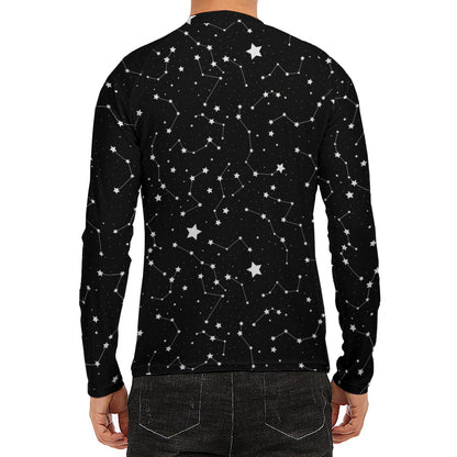 Constellation Sky Map Pattern Print Men's Long Sleeve Rash Guard