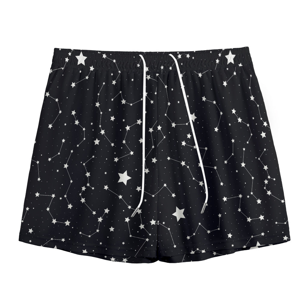 Constellation Sky Map Pattern Print Mesh Shorts