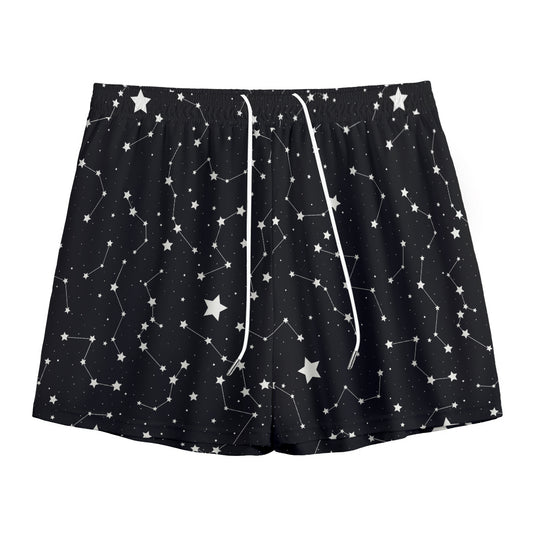 Constellation Sky Map Pattern Print Mesh Shorts