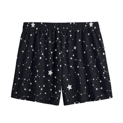 Constellation Sky Map Pattern Print Mesh Shorts