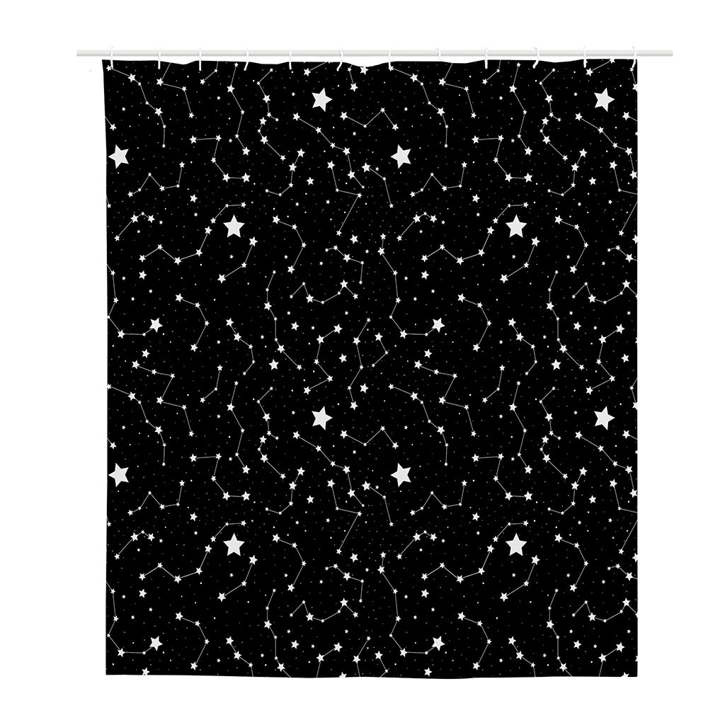 Constellation Sky Map Pattern Print Polyester Shower Curtain