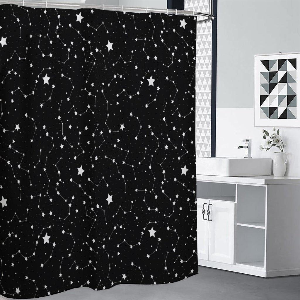 Constellation Sky Map Pattern Print Premium Shower Curtain