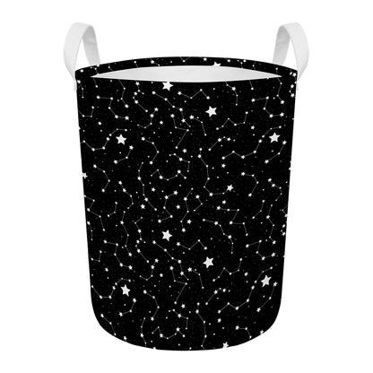 Constellation Sky Map Pattern Print Round Laundry Basket