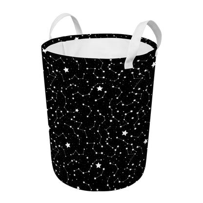 Constellation Sky Map Pattern Print Round Laundry Basket
