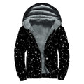Constellation Sky Map Pattern Print Sherpa Lined Zip Up Hoodie