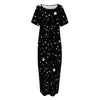 Constellation Sky Map Pattern Print Short Sleeve Long Nightdress