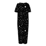 Constellation Sky Map Pattern Print Short Sleeve Long Nightdress