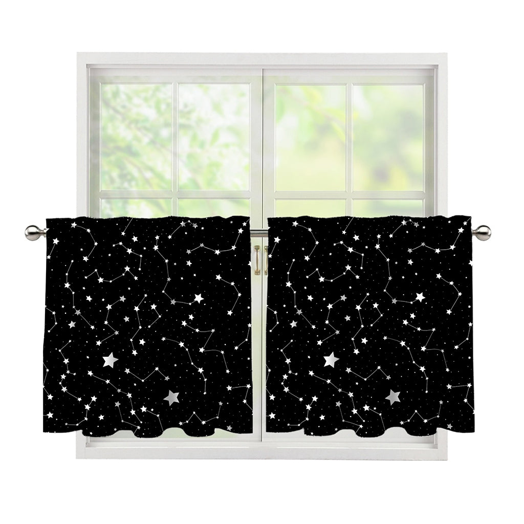Constellation Sky Map Pattern Print Tier Curtains