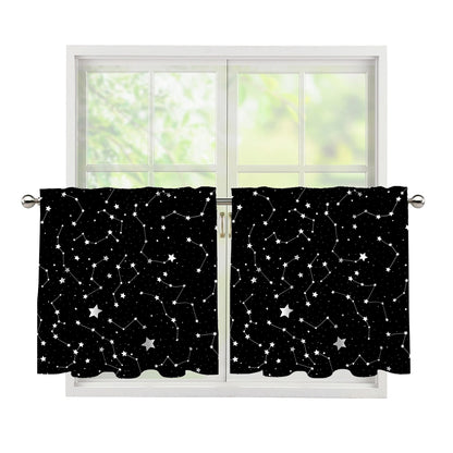 Constellation Sky Map Pattern Print Tier Curtains