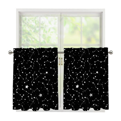 Constellation Sky Map Pattern Print Tier Curtains