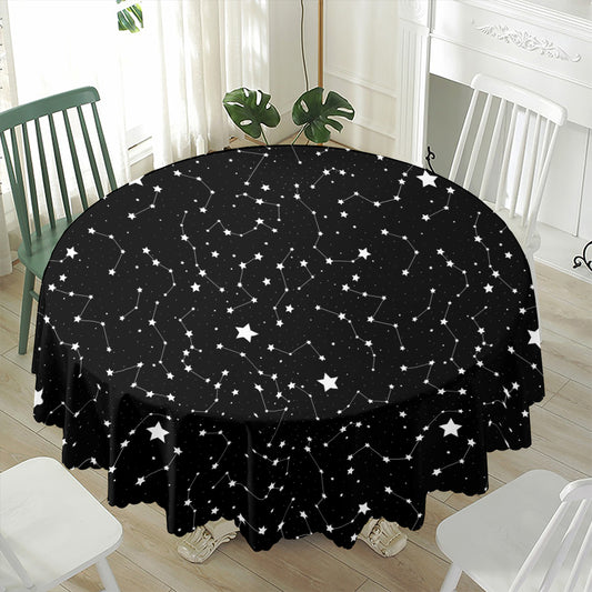 Constellation Sky Map Pattern Print Waterproof Round Tablecloth