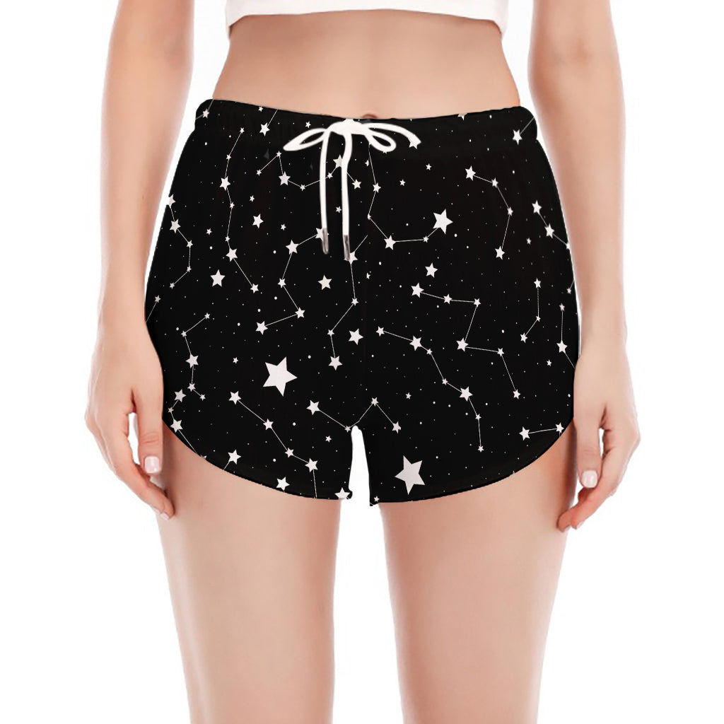 Constellation Sky Map Pattern Print Women's Split Running Shorts
