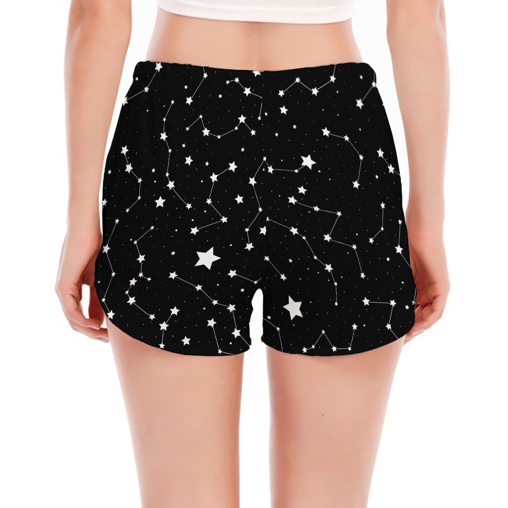 Constellation Sky Map Pattern Print Women's Split Running Shorts
