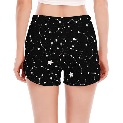 Constellation Sky Map Pattern Print Women's Split Running Shorts