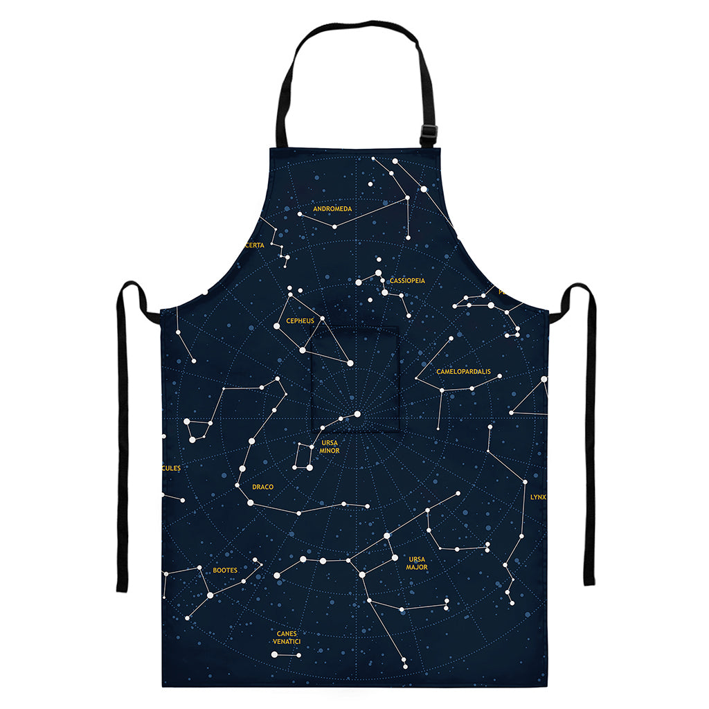 Constellation Sky Map Print Bib Apron With Pocket