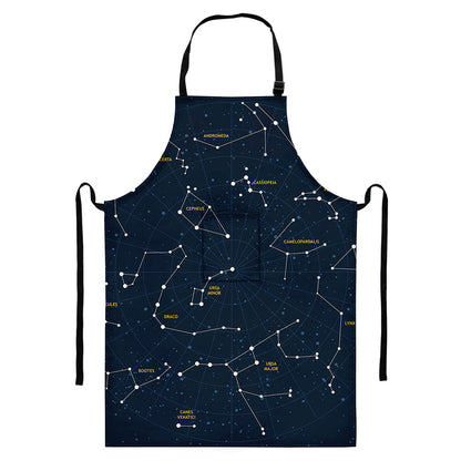 Constellation Sky Map Print Bib Apron With Pocket