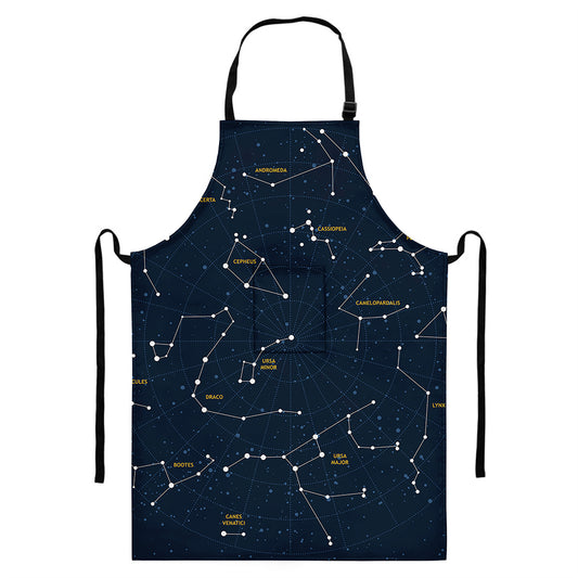 Constellation Sky Map Print Bib Apron With Pocket