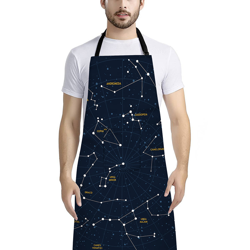 Constellation Sky Map Print Bib Apron With Pocket