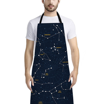Constellation Sky Map Print Bib Apron With Pocket