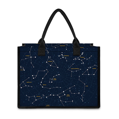 Constellation Sky Map Print Canvas Tote Bag