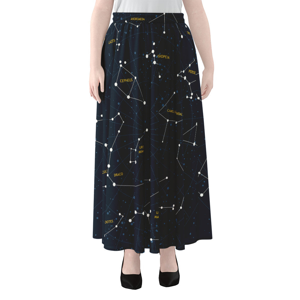 Constellation Sky Map Print Chiffon Maxi Skirt