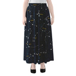 Constellation Sky Map Print Chiffon Maxi Skirt