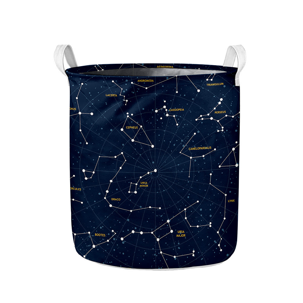 Constellation Sky Map Print Collapsible Laundry Basket