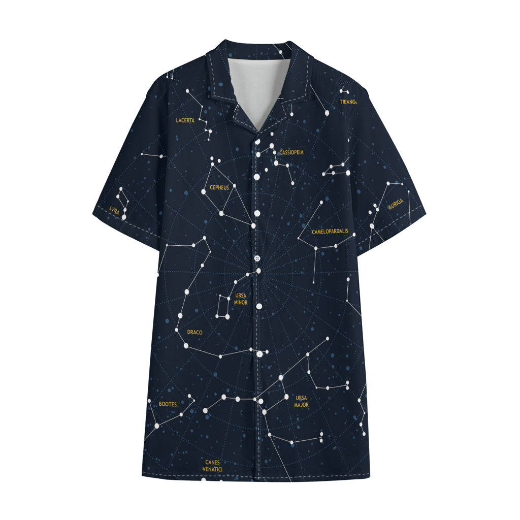 Constellation Sky Map Print Cotton Hawaiian Shirt