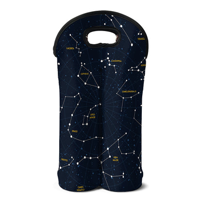 Constellation Sky Map Print Double Neoprene Wine Tote
