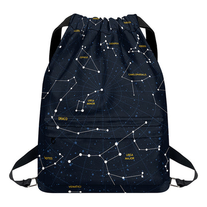 Constellation Sky Map Print Drawstring Backpack