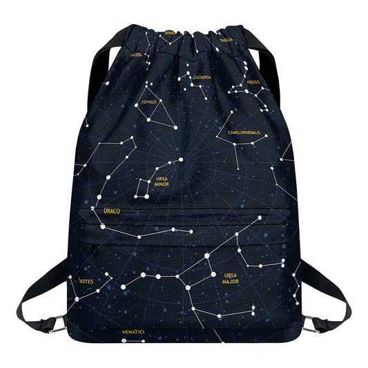 Constellation Sky Map Print Drawstring Backpack