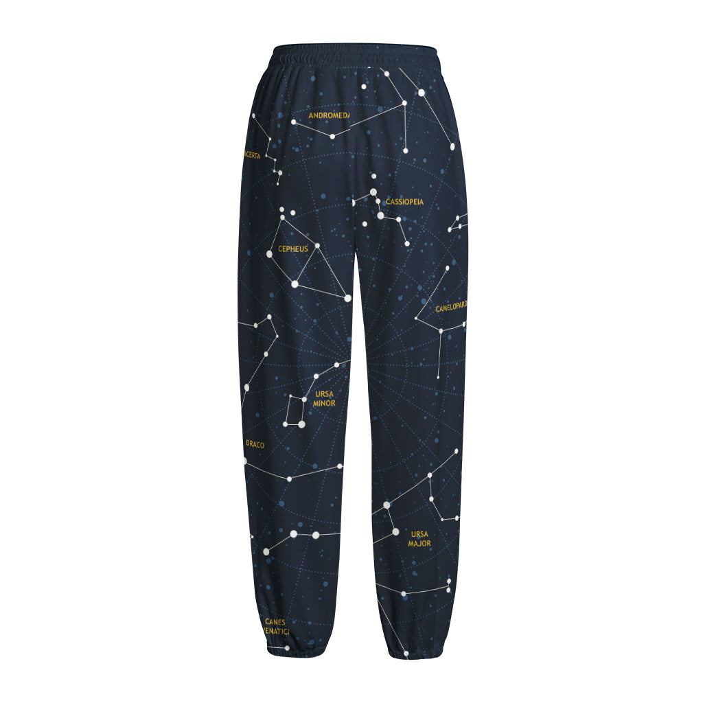 Constellation Sky Map Print Fleece Lined Knit Pants