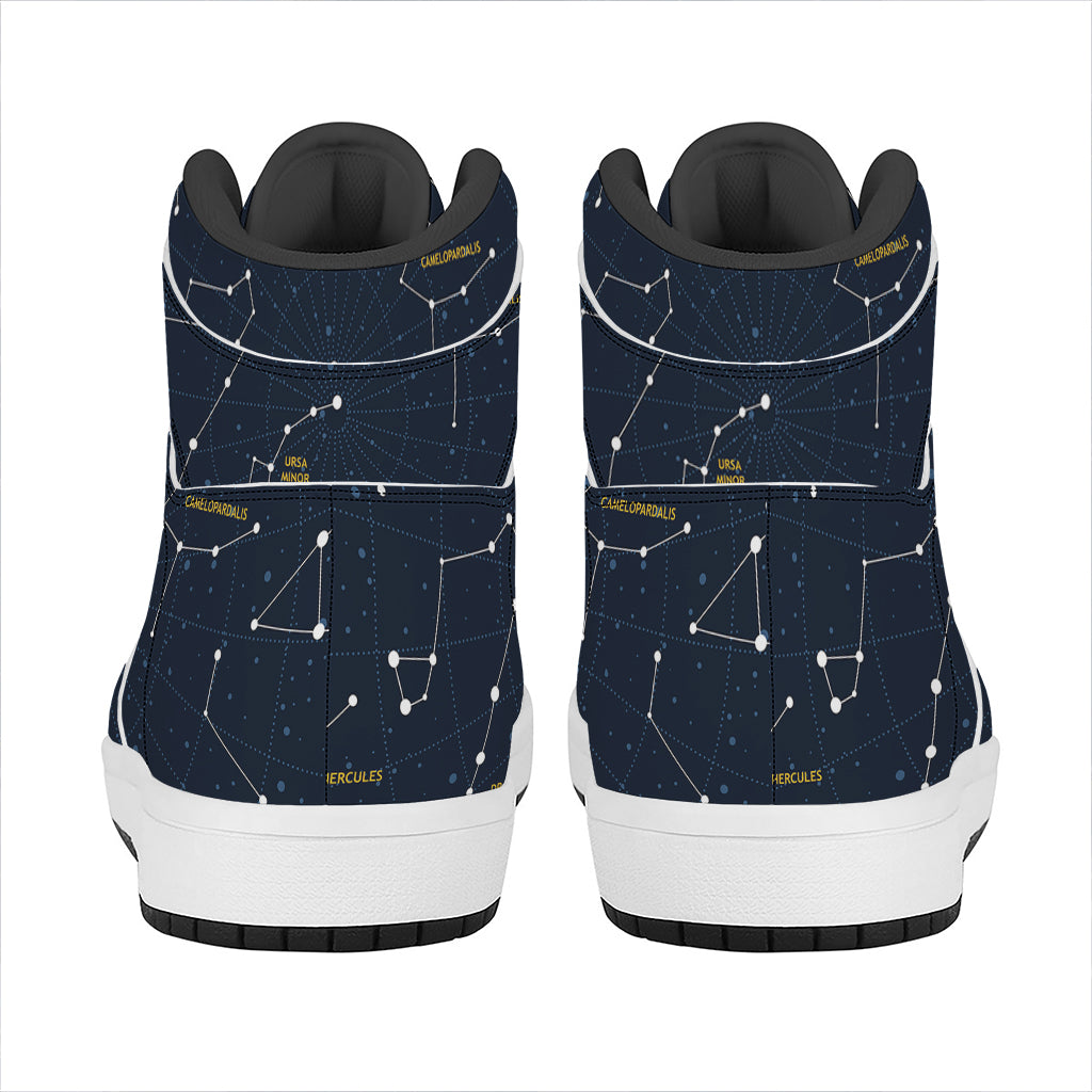 Constellation Sky Map Print High Top Leather Sneakers