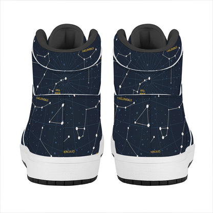 Constellation Sky Map Print High Top Leather Sneakers