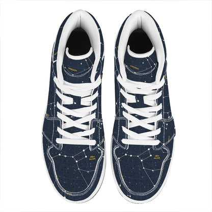 Constellation Sky Map Print High Top Leather Sneakers