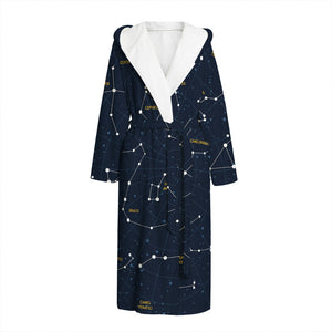 Constellation Sky Map Print Hooded Bathrobe