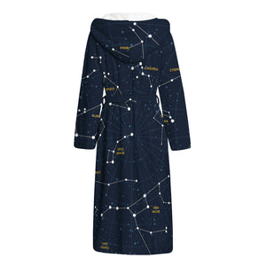 Constellation Sky Map Print Hooded Bathrobe