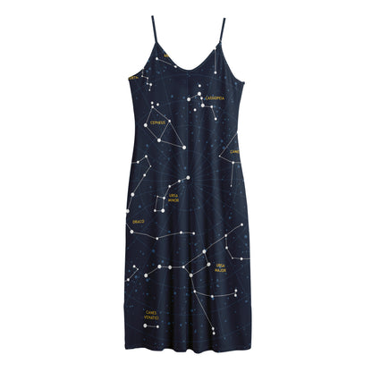 Constellation Sky Map Print Jersey Midi Cami Dress